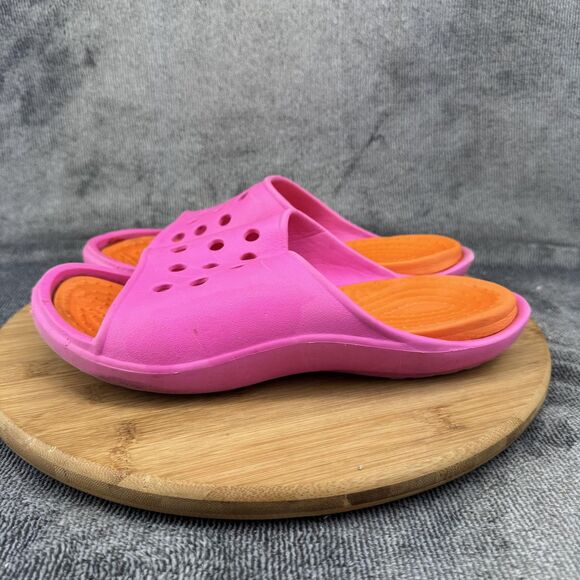 Crocs Foam Slide Sandals Shoes Womens Size 10 Pink Orange Comfort Pool Shower - Picture 4 of 9
